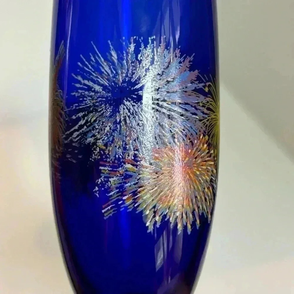 Millennium Y2K New Year’s Eve  1999/2000 cobalt glass champagne flutes. - Picture 6 of 10